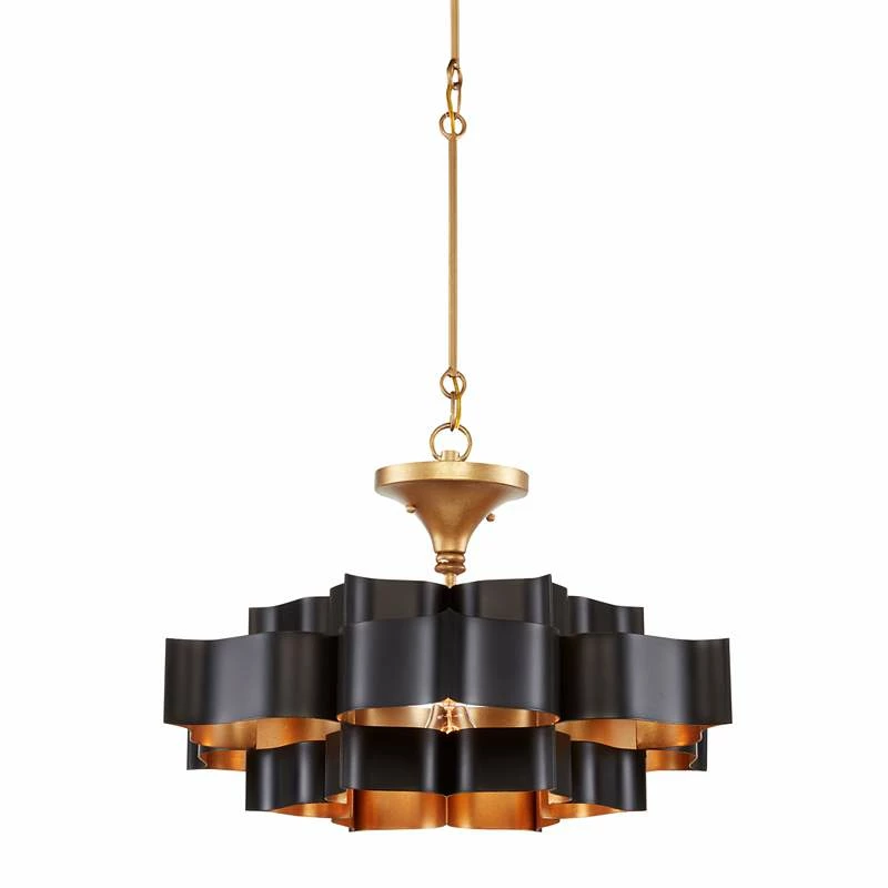 Currey And Company Grand Lotus 20 1/4" Black And Gold Small Chandelier 3 Currey And Company Grand Lotus 20 1/4" Black And Gold Small Chandelier