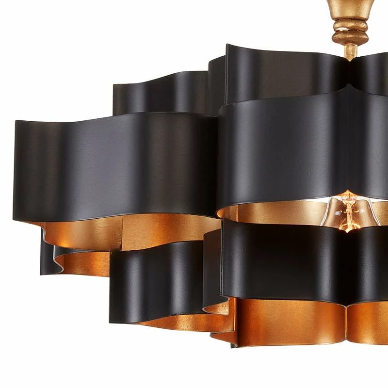 Currey And Company Grand Lotus 20 1/4" Black And Gold Small Chandelier 4 Currey And Company Grand Lotus 20 1/4" Black And Gold Small Chandelier - Image 2