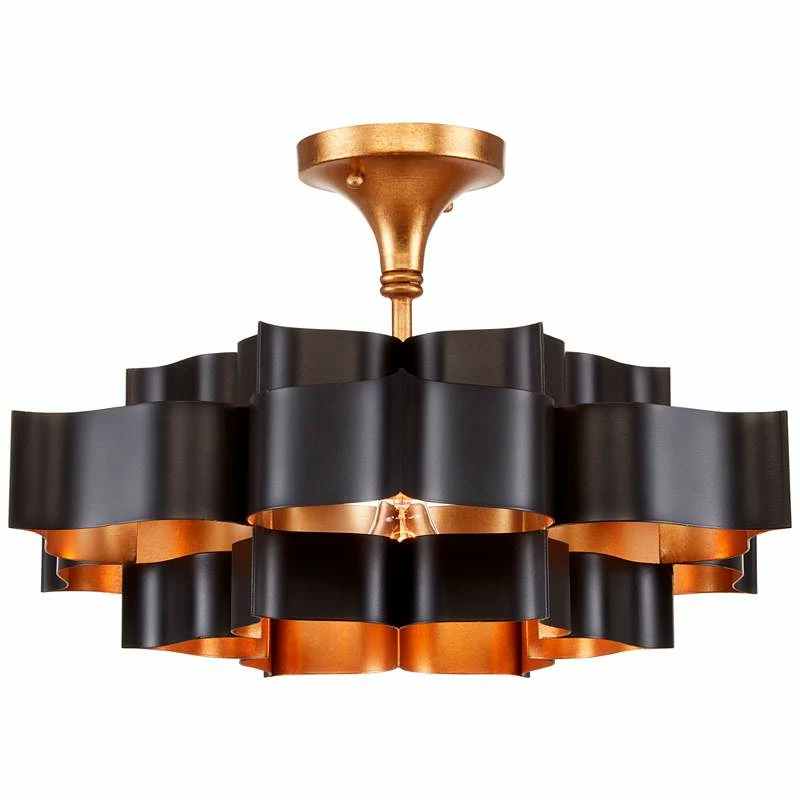 Currey And Company Grand Lotus 20 1/4" Black And Gold Small Chandelier 5 Currey And Company Grand Lotus 20 1/4" Black And Gold Small Chandelier - Image 3