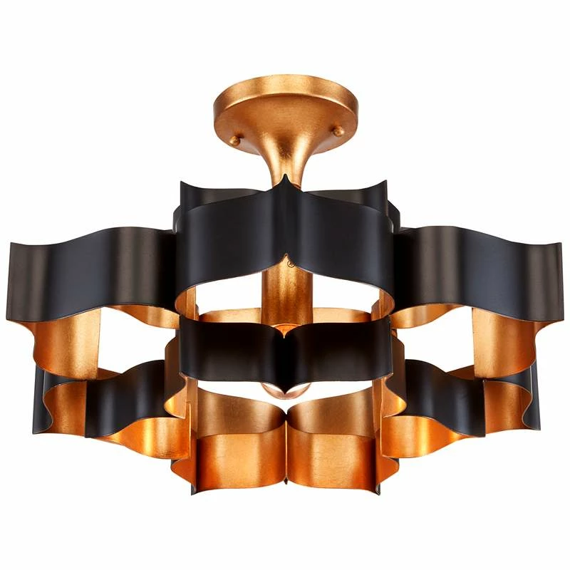 Currey And Company Grand Lotus 20 1/4" Black And Gold Small Chandelier 6 Currey And Company Grand Lotus 20 1/4" Black And Gold Small Chandelier - Image 4