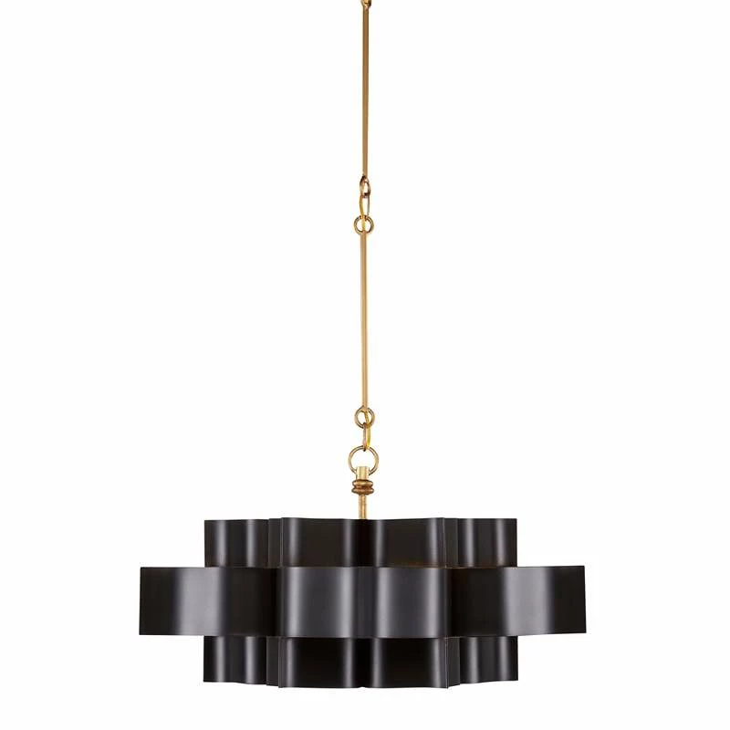Currey And Company Grand Lotus 20 1/4" Black And Gold Small Chandelier 7 Currey And Company Grand Lotus 20 1/4" Black And Gold Small Chandelier - Image 5
