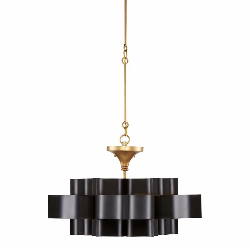 Currey And Company Grand Lotus 20 1/4" Black And Gold Small Chandelier 8 Currey And Company Grand Lotus 20 1/4" Black And Gold Small Chandelier - Image 6