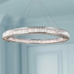 Cuvette 63" Wide Chrome And Crystal Pendant Light