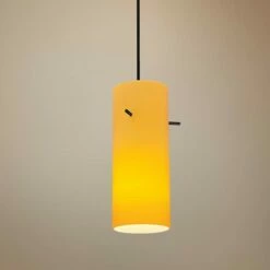 Cylinder 4" Wide Amber Glass LED Mini Pendant
