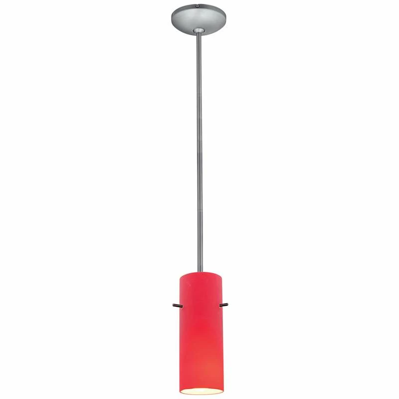 Cylinder 4" Wide Red Glass LED Mini Pendant 4 Cylinder 4" Wide Red Glass LED Mini Pendant - Image 2