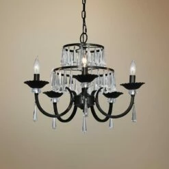 Dale Tiffany Daisey 21 3/4"W Dark Bronze 5-Light Chandelier