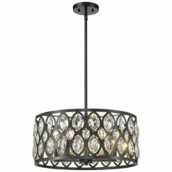 Dealey 19" Wide Crystal Matte Black 5-Light Chandelier -Lighting Sales Shop dealey 19 inch wide crystal matte black 5 light chandelier 96e81views3