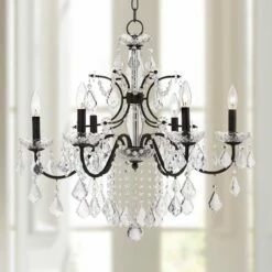 Lighting Sales Shop 32 DeMallo 26" Wide Dark Bronze 6-Light Traditional Crystal Chandelier