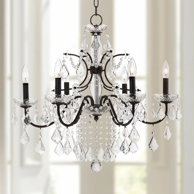 DeMallo 26" Wide Dark Bronze 6-Light Traditional Crystal Chandelier 3 DeMallo 26" Wide Dark Bronze 6-Light Traditional Crystal Chandelier