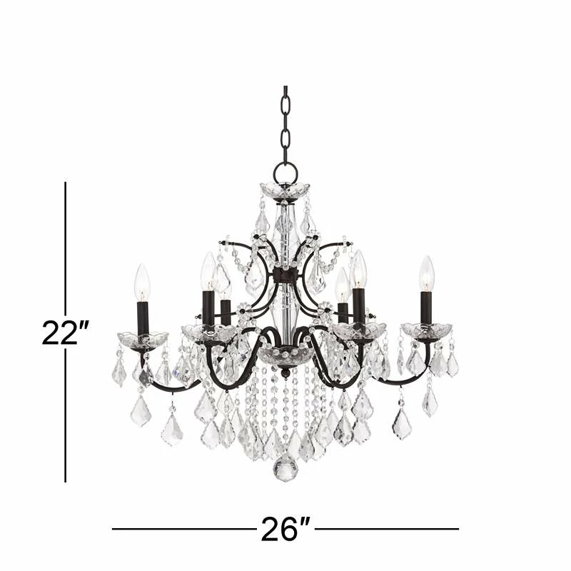DeMallo 26" Wide Dark Bronze 6-Light Traditional Crystal Chandelier 8 DeMallo 26" Wide Dark Bronze 6-Light Traditional Crystal Chandelier - Image 6