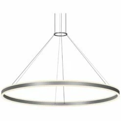 Double Corona 59" Wide Satin Aluminum 2-Light LED Pendant