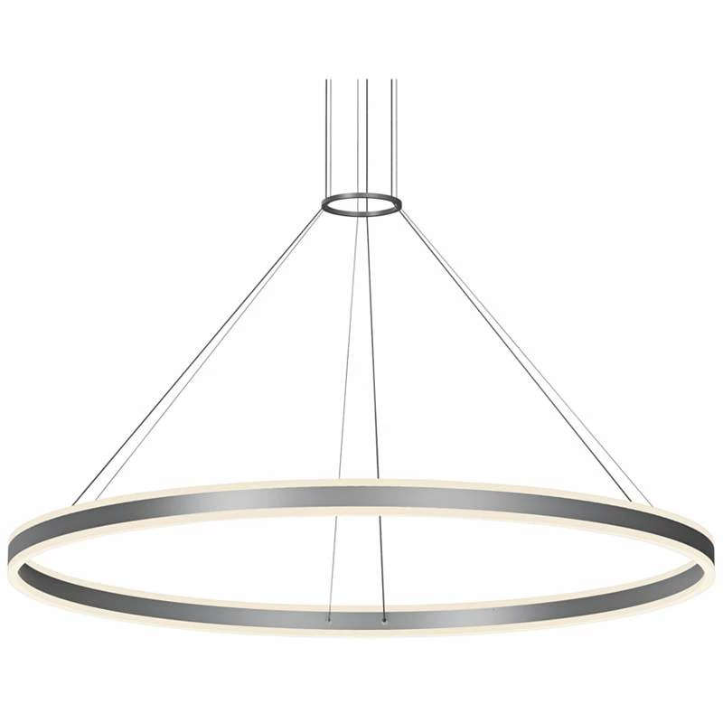 Double Corona 59" Wide Satin Aluminum 2-Light LED Pendant 3 Double Corona 59" Wide Satin Aluminum 2-Light LED Pendant