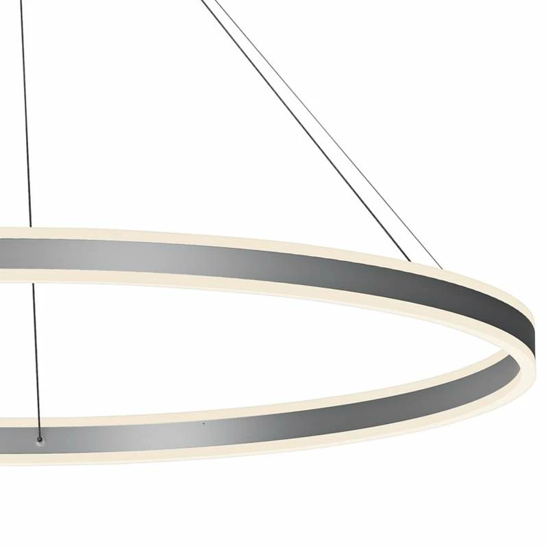 Double Corona 59" Wide Satin Aluminum 2-Light LED Pendant 4 Double Corona 59" Wide Satin Aluminum 2-Light LED Pendant - Image 2