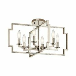 Downtown Deco 21 1/2"W Polished Nickel 6-Light Chandelier -Lighting Sales Shop downtown deco 21 and one half inchw polished nickel 6 light chandelier 42v43views2