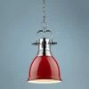 Golden Lighting Duncan Chrome 9" Wide Contemporary Red Mini Pendant -Lighting Sales Shop duncan chrome 9 inch wide contemporary red mini pendant 7k317cropped