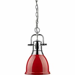 Golden Lighting Duncan Chrome 9" Wide Contemporary Red Mini Pendant -Lighting Sales Shop duncan chrome 9 inch wide contemporary red mini pendant 7k317views1