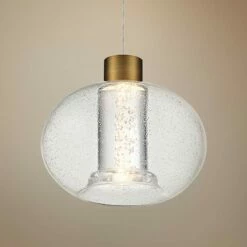 DweLED Crater 8 1/4" Wide Aged Brass LED Mini Pendant