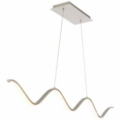 DweLED Morae 44" Wide Nickel Modern Wave Linear Pendant -Lighting Sales Shop dweled morae 44 inch wide nickel modern wave linear pendant 214n3views1