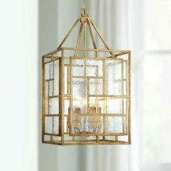 Edgemont Park 18" Wide 6-Light Pandora Gold Leaf Pendant