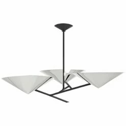 EEquilibrium 3-Light Black Chandelier With Polished Nickel Shade