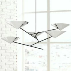 EEquilibrium 5-Light Black Chandelier With Polished Nickel Shade