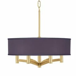 Eggplant Faux Silk Ava 6-Light Gold Pendant Chandelier