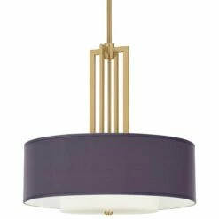 Eggplant Faux Silk Carey 24" Gold 4-Light Chandelier