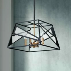 Eglo Corrietes 16" Wide Matte Black Modern Geometric Pendant Light