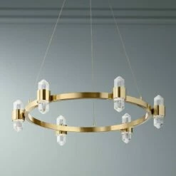 Elan Arabella 26 1/2" Wide Gold 12-Light LED Crystal Pendant