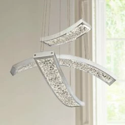 Elan Crushed Ice 24" Wide Chrome LED Pendant Light