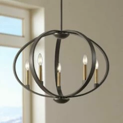 Elata 27" Wide Olde Bronze 5-Light Orbital Chandelier