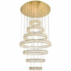 Elegant Lighting Monroe 40" Gold Tiered LED Seven Ring Chandelier -Lighting Sales Shop elegant lighting monroe 40 inch gold tiered led seven ring chandelier 878h5