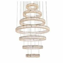Elegant Lighting Monroe 40" Gold Tiered LED Seven Ring Chandelier -Lighting Sales Shop elegant lighting monroe 40 inch gold tiered led seven ring chandelier 878h5views4