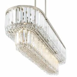 Ella 38 3/4" Wide Brushed Nickel Crystal Island Pendant Light -Lighting Sales Shop ella 38 and three quarter inch wide brushed nickel crystal island pendant light 444h2views2