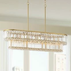 Ella 38 3/4" Wide Soft Gold Crystal Island Pendant Light