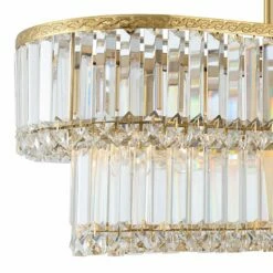 Ella 38 3/4" Wide Soft Gold Crystal Island Pendant Light -Lighting Sales Shop ella 38 and three quarter inch wide soft gold crystal island pendant light 435h2views1