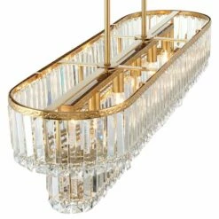 Ella 38 3/4" Wide Soft Gold Crystal Island Pendant Light -Lighting Sales Shop ella 38 and three quarter inch wide soft gold crystal island pendant light 435h2views3
