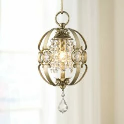 Golden Lighting Ella 7" Wide White Gold And Crystal Mini Pendant