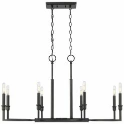Golden Lighting Ellyn 35 1/4"W Matte Black 8-Light Linear Island Pendant -Lighting Sales Shop ellyn 35 and one quarter inchw matte black 8 light linear island pendant 047c2views3