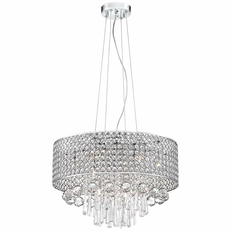 Elva Chrome 19" Wide Beaded Crystal Pendant Light 5 Elva Chrome 19" Wide Beaded Crystal Pendant Light - Image 3