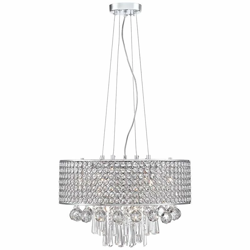 Elva Chrome 19" Wide Beaded Crystal Pendant Light 6 Elva Chrome 19" Wide Beaded Crystal Pendant Light - Image 4