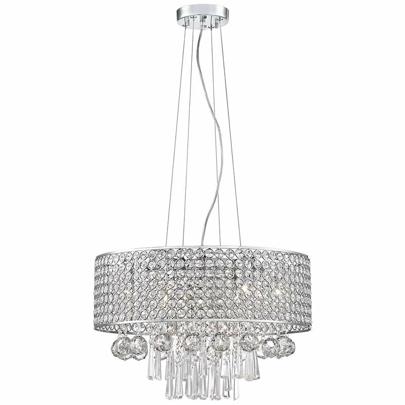 Elva Chrome 19" Wide Beaded Crystal Pendant Light 7 Elva Chrome 19" Wide Beaded Crystal Pendant Light - Image 5