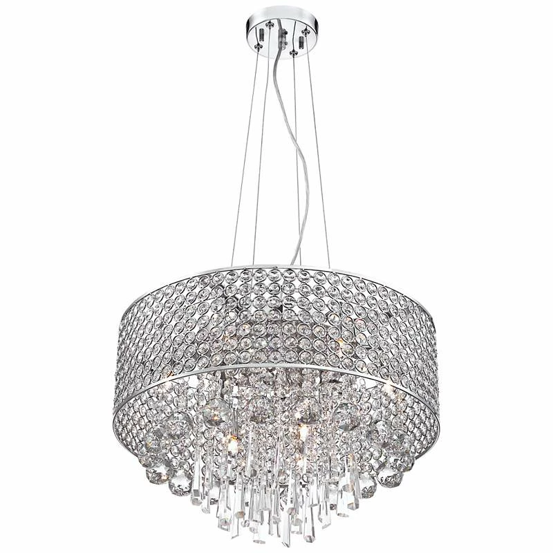 Elva Chrome 19" Wide Beaded Crystal Pendant Light 8 Elva Chrome 19" Wide Beaded Crystal Pendant Light - Image 6
