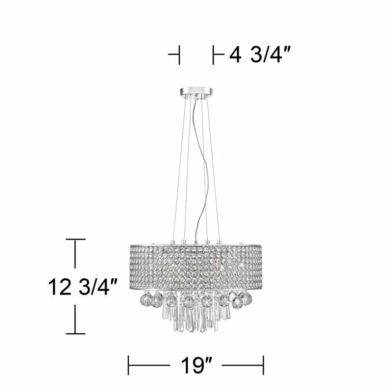 Elva Chrome 19" Wide Beaded Crystal Pendant Light 9 Elva Chrome 19" Wide Beaded Crystal Pendant Light - Image 7