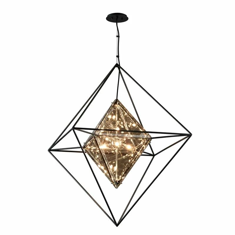 Troy Epic 30" Wide Forged Iron And Topaz Glass Pendant Light 4 Troy Epic 30" Wide Forged Iron And Topaz Glass Pendant Light - Image 2
