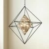 Troy Epic 30" Wide Forged Iron And Topaz Glass Pendant Light