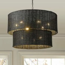 Golden Lighting Erma 28 1/2" Wide Matte Black 9-Light Chandelier