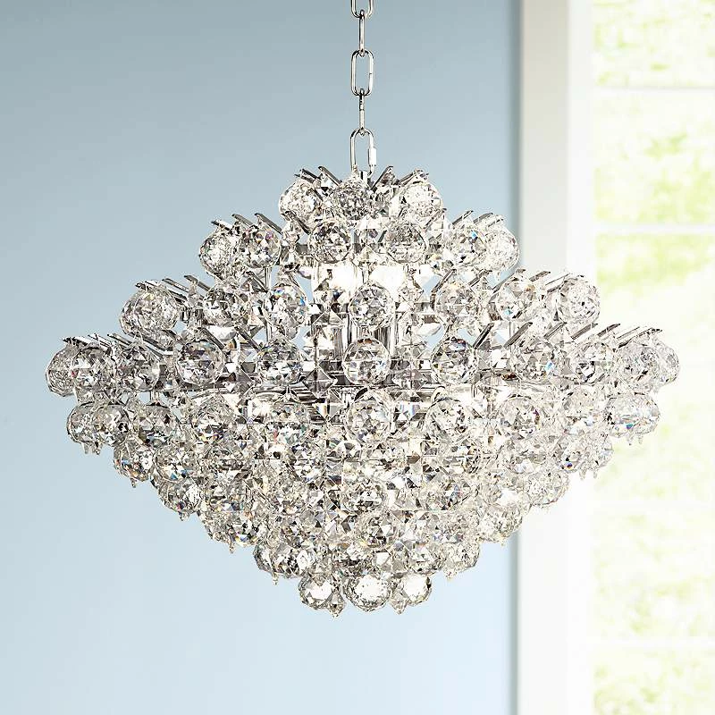 Essa 24" Wide Chrome And Crystal Pendant Light 4 Essa 24" Wide Chrome And Crystal Pendant Light - Image 2