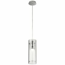 ET2 5 1/2" Wide Clear Cylinder And Frosted Glass Modern Pendant Light -Lighting Sales Shop et2 5 and one half inch wide clear cylinder and frosted glass modern pendant light 36544views3