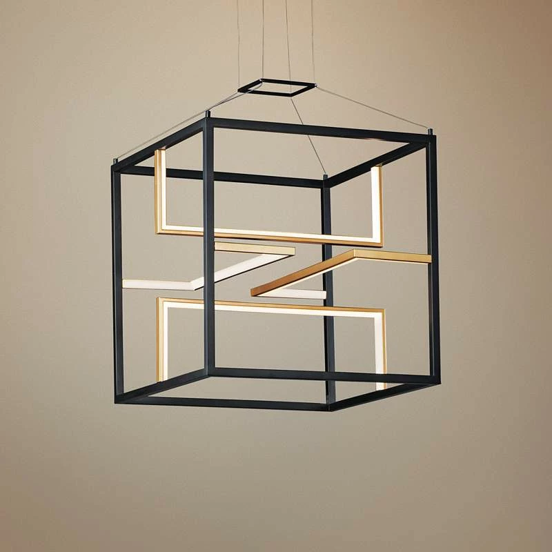 ET2 Chamber 18 1/4" Black And Gold 4-Light LED Modern Cube Pendant 3 ET2 Chamber 18 1/4" Black And Gold 4-Light LED Modern Cube Pendant